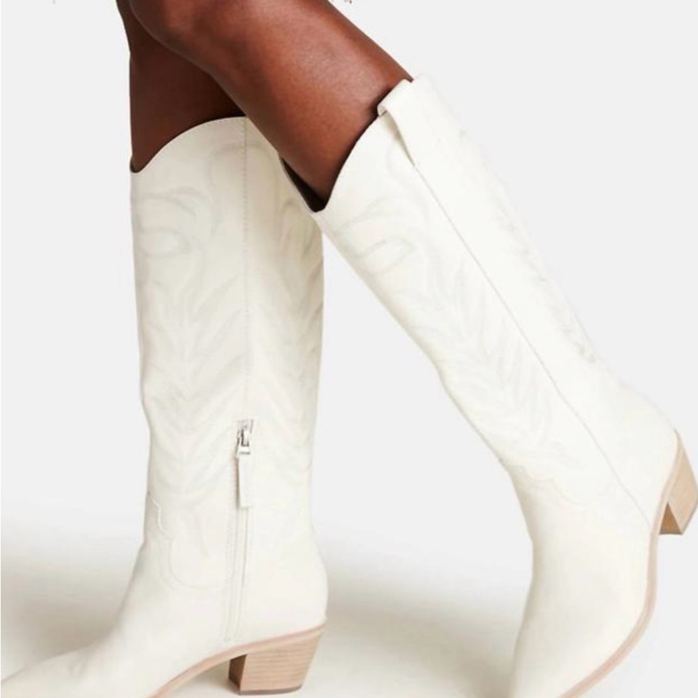 Dolce Vita White Western Knee-High Boots
